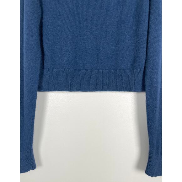 Peruvian Connection 100% Royal Alpaca Blue Sweater Small Long Sleeve Crop - Picture 7 of 9